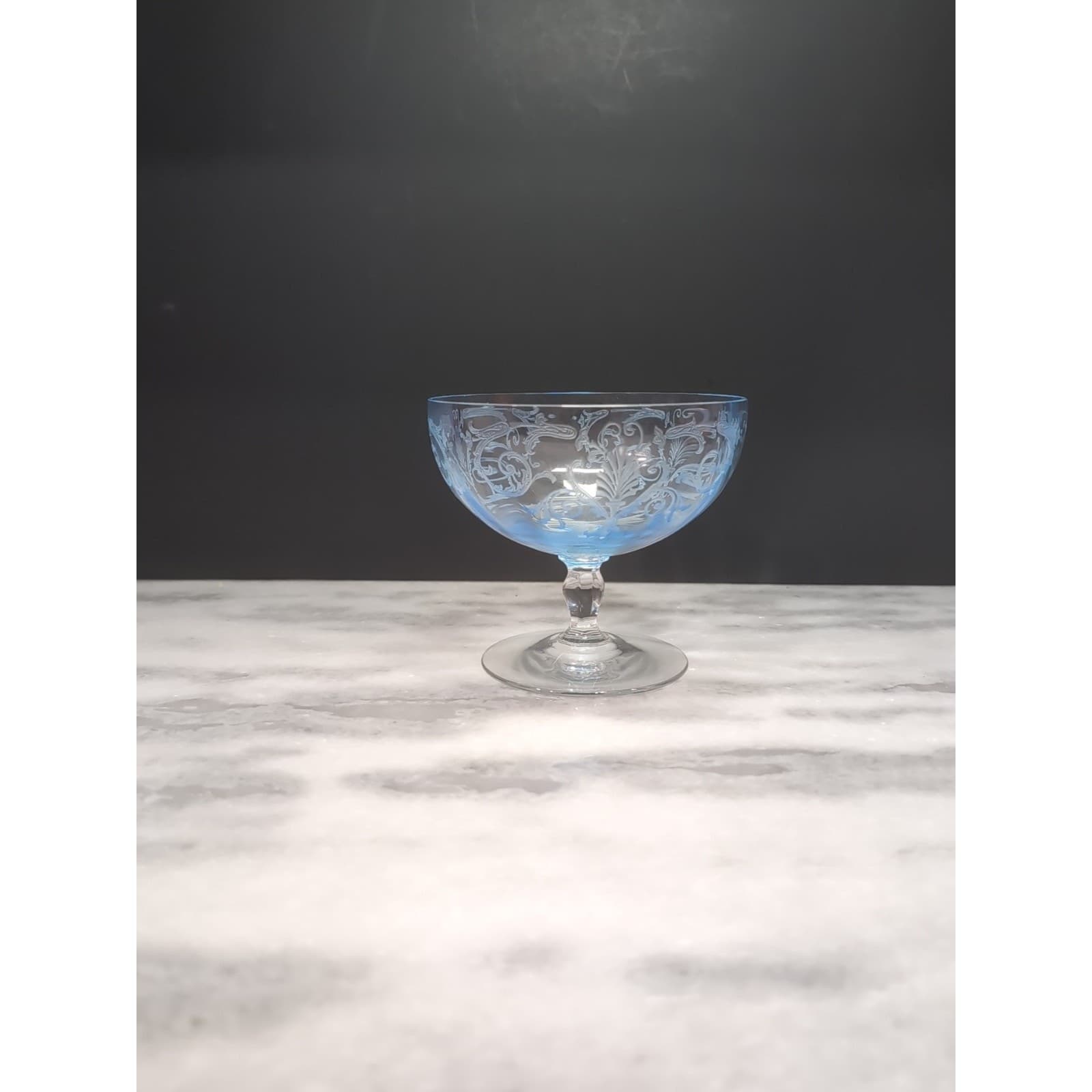 Fostoria Versailles Blue Grapefruit Bowl, Glass Goblet, Kitchenware, No Liner - Thumbnail 3