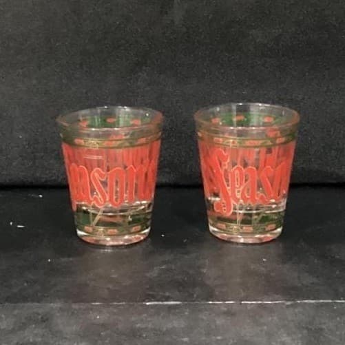 Culver Seasons Greeting Shot Glasses, Set of 2, Vintage Stained Glass Design - Thumbnail 2