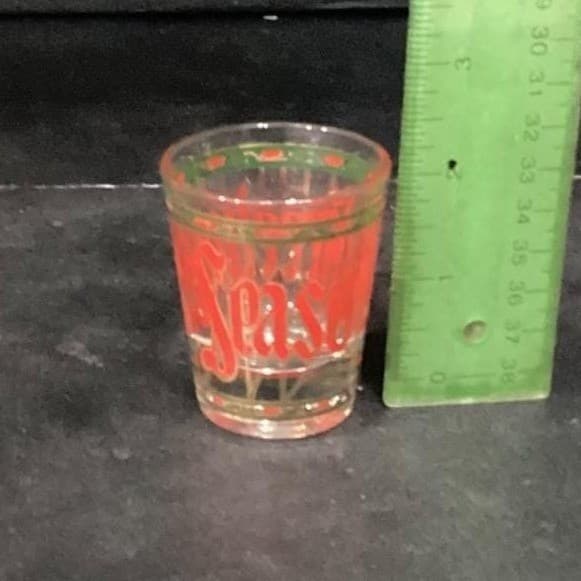Culver Seasons Greeting Shot Glasses, Set of 2, Vintage Stained Glass Design - Thumbnail 6