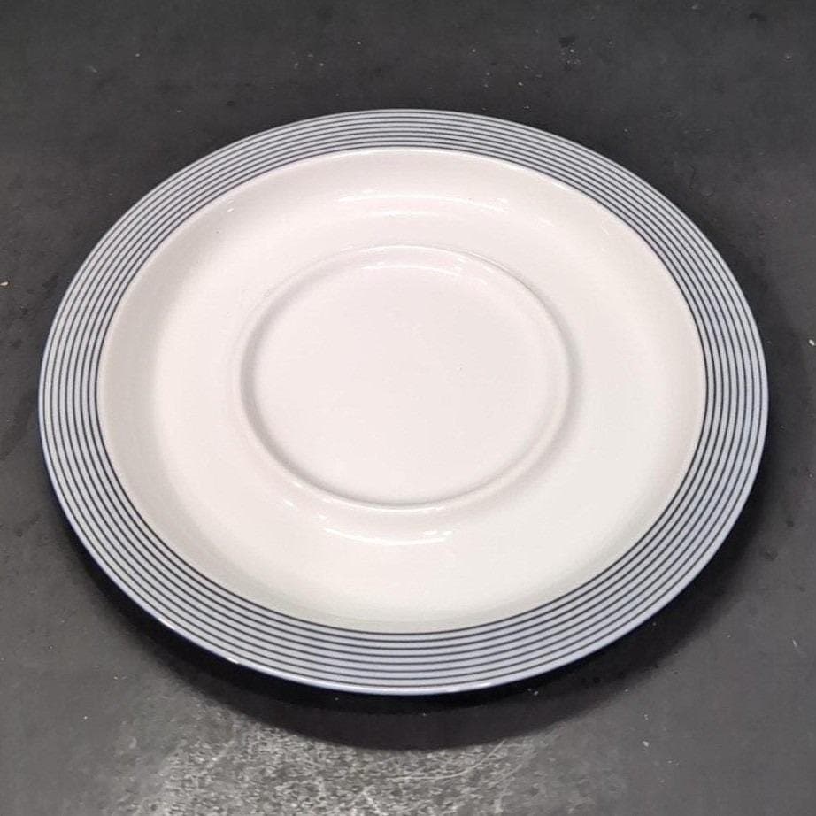 Dansk Ringsted Bistro Saucer, Vintage White & Blue Striped Stoneware Plate - Thumbnail 6