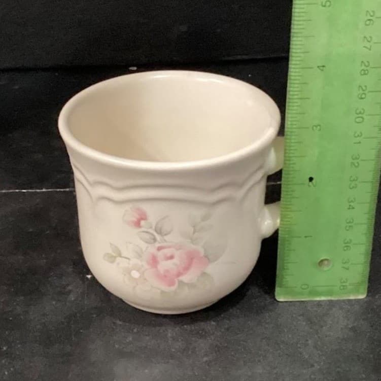 Pfaltzgraff Pink Tea Rose Teacups & Saucers, Set of 2, Vintage Floral Stoneware - Thumbnail 6