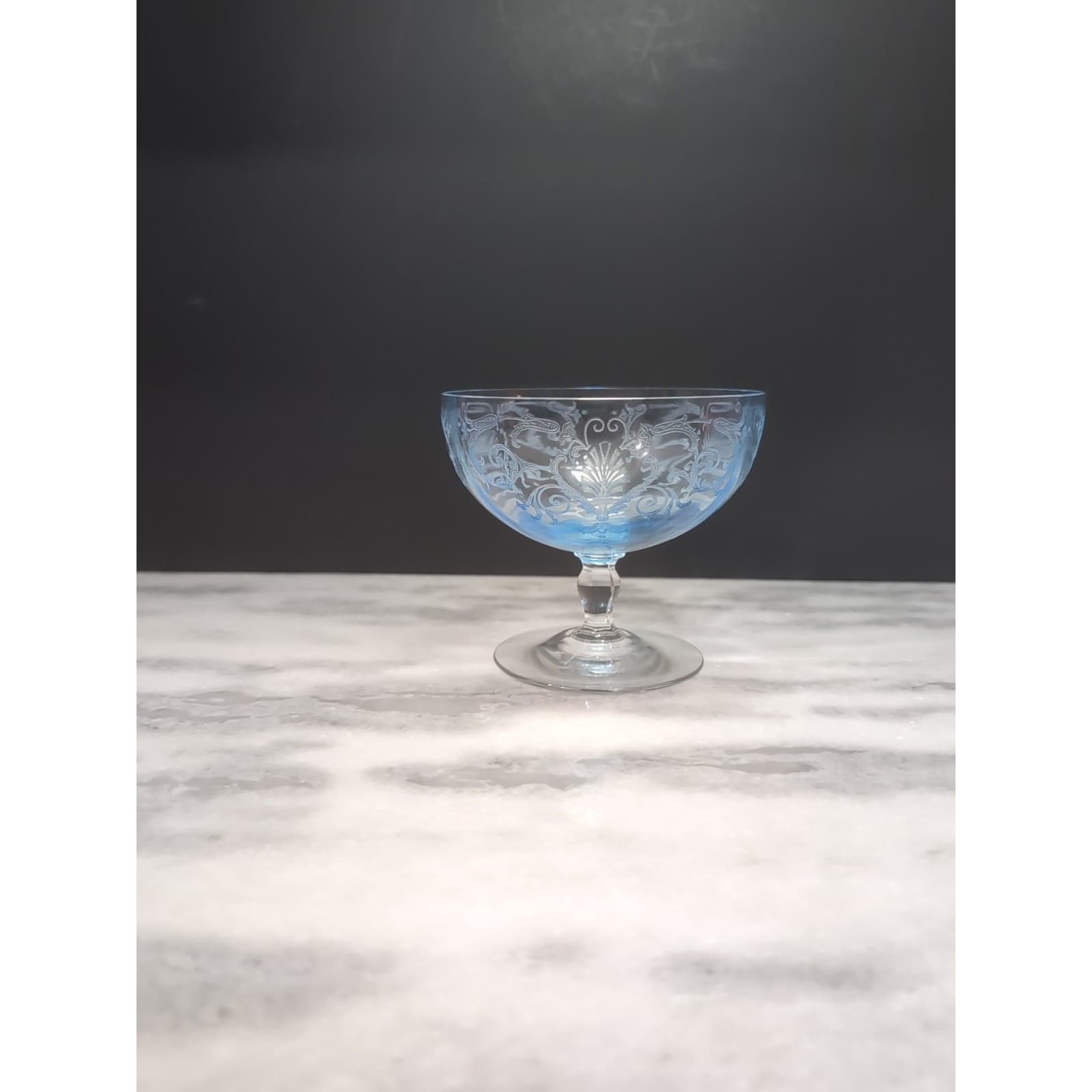 Fostoria Versailles Blue Grapefruit Bowl, Glass Goblet, Kitchenware, No Liner - Thumbnail 4