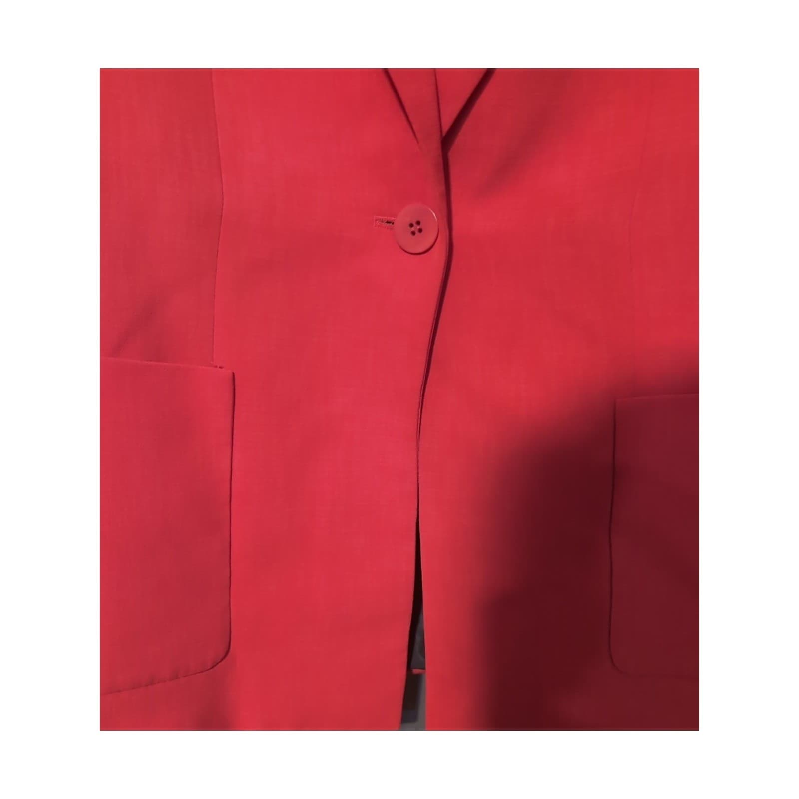 Kasper Red Single Button Blazer, Women's Size 4 Jacket, Vintage, Notched Lapel - Thumbnail 6