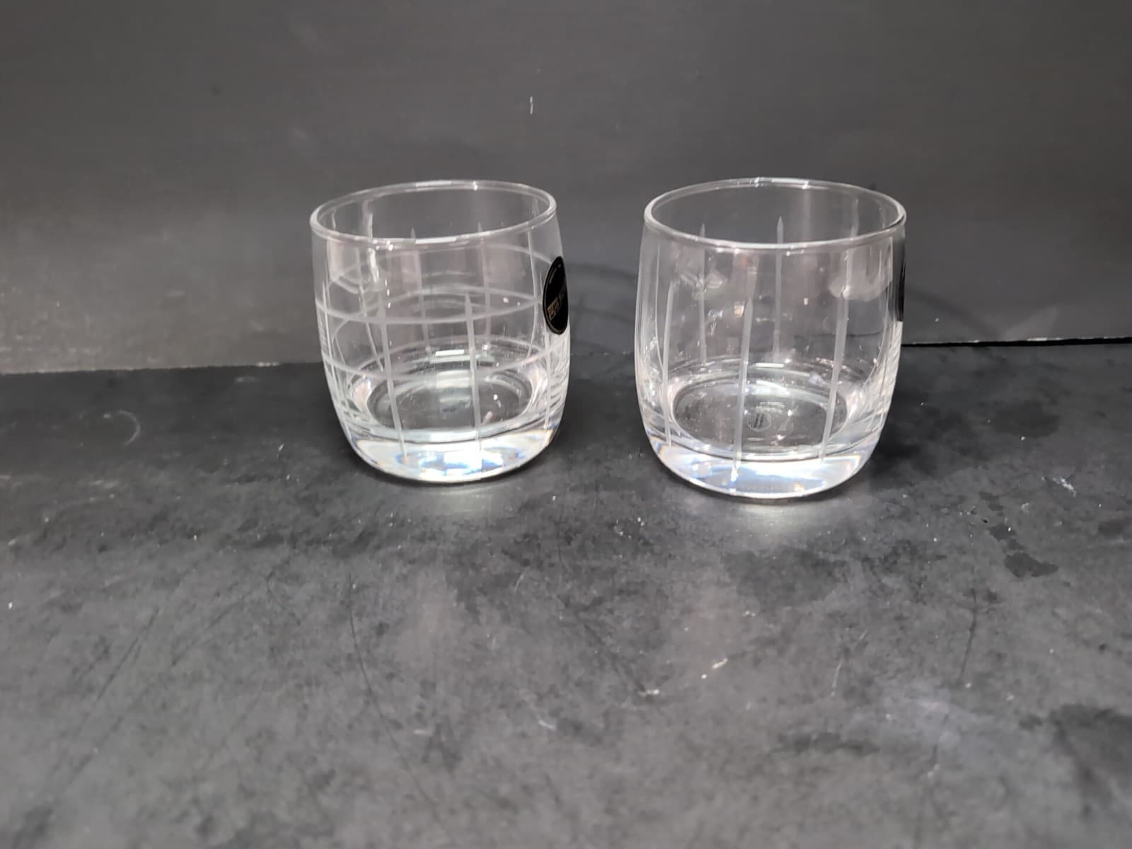 Fifth Avenue Crystal Old Fashioned Glasses, Set of 2, Clear Engrave Grid Tumbler - Thumbnail 4