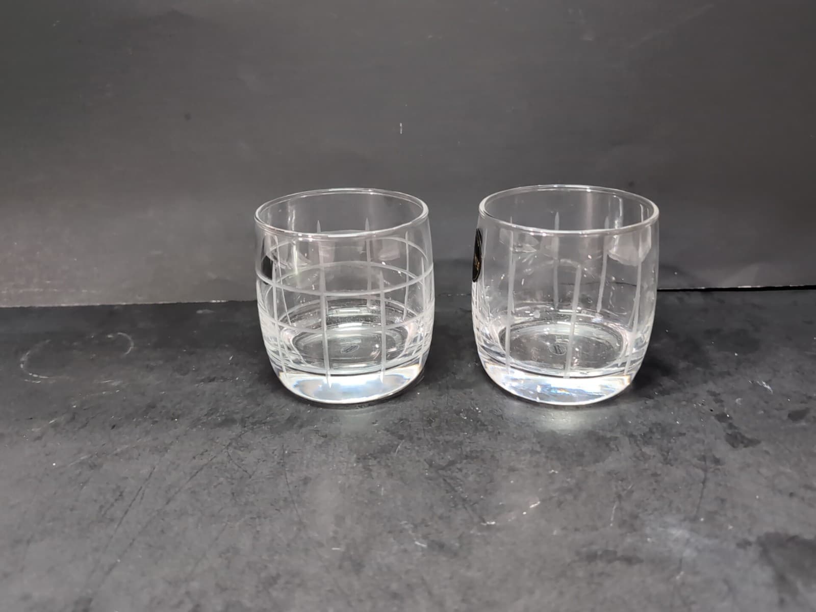 Fifth Avenue Crystal Old Fashioned Glasses, Set of 2, Clear Engrave Grid Tumbler - Thumbnail 2