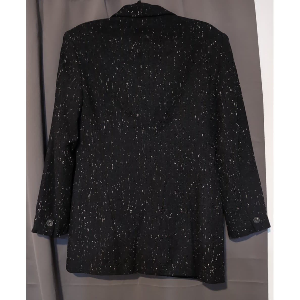 Jones New York Black White Speckled Blazer, Women's Size 6, 100% Wool, USA Made - Thumbnail 4