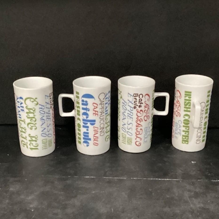 Royal Crown Arnet Demitasse Cups, Set of 4, Colorful Coffee Recipe Lettering - Thumbnail 10
