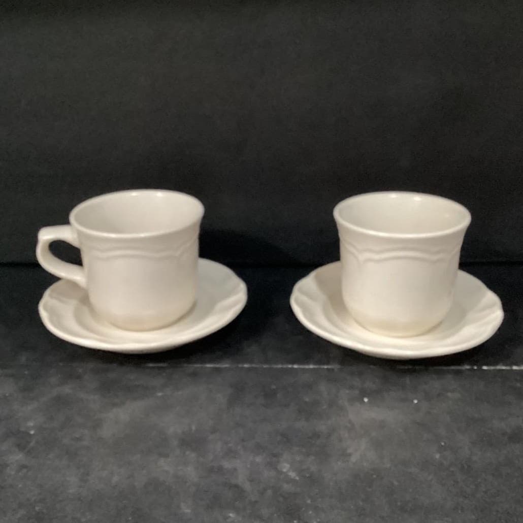 Pfaltzgraff Pink Tea Rose Teacups & Saucers, Set of 2, Vintage Floral Stoneware - Thumbnail 10