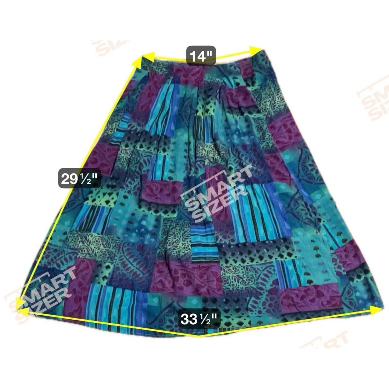 Fritzi Petites Patchwork Maxi Skirt, Woman's Petite Small, Teal Purple Boho, Vtg - Thumbnail 2