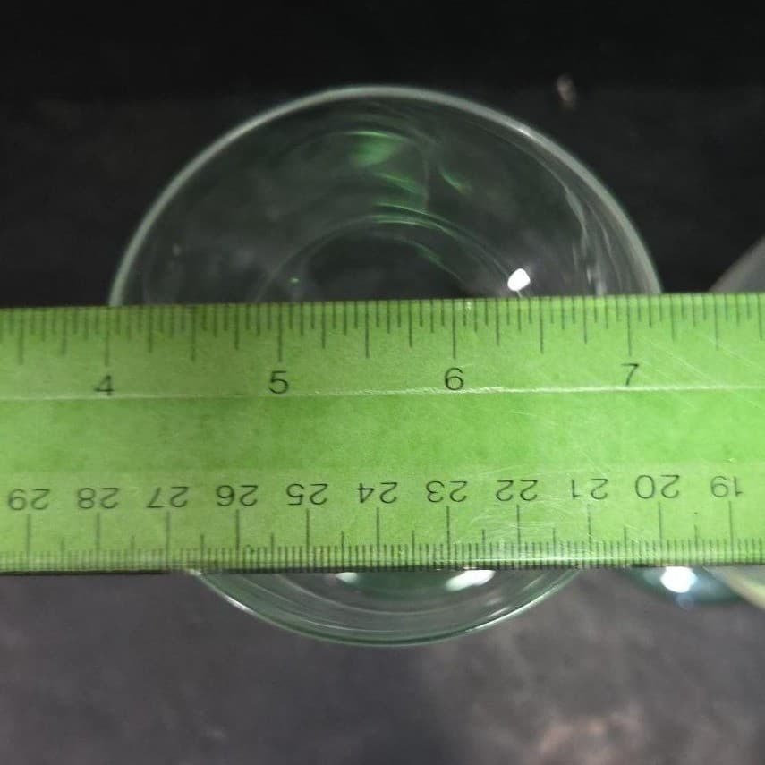 Green Bubble Stem Wine Glasses, Set of 2, Vintage Clear Bulb Stemware, Drinkware - Thumbnail 10