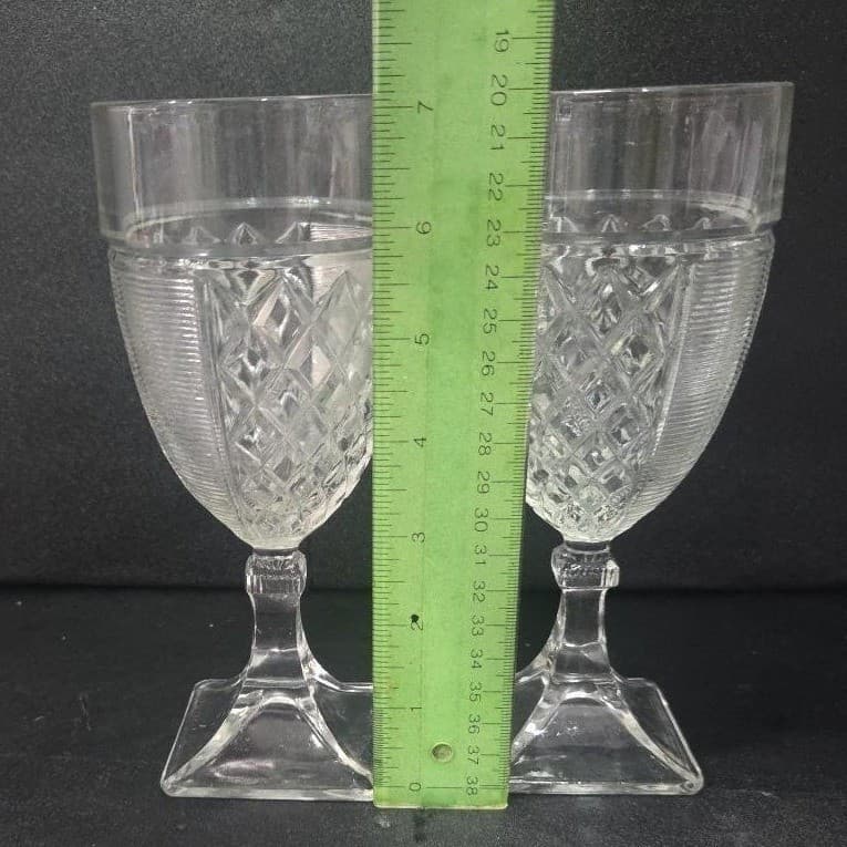 Saben Glass Contessa Water Goblets, Set Of 2, Vintage Square Footed Stemware - Thumbnail 9