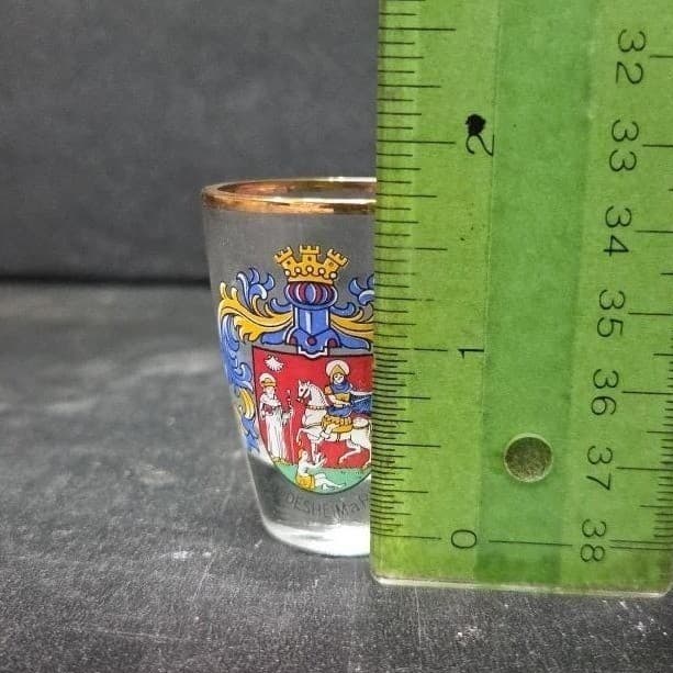 Germany Souvenir Rüdesheim am Rhein Shot Glass, Vtg Coat Of Arms Shield Design - Thumbnail 9