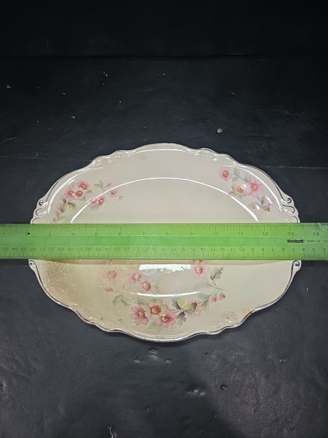 Virginia Rose Oval Platter C44N8, Vintage Floral Serving Plate, 11.5" Tableware - Thumbnail 3