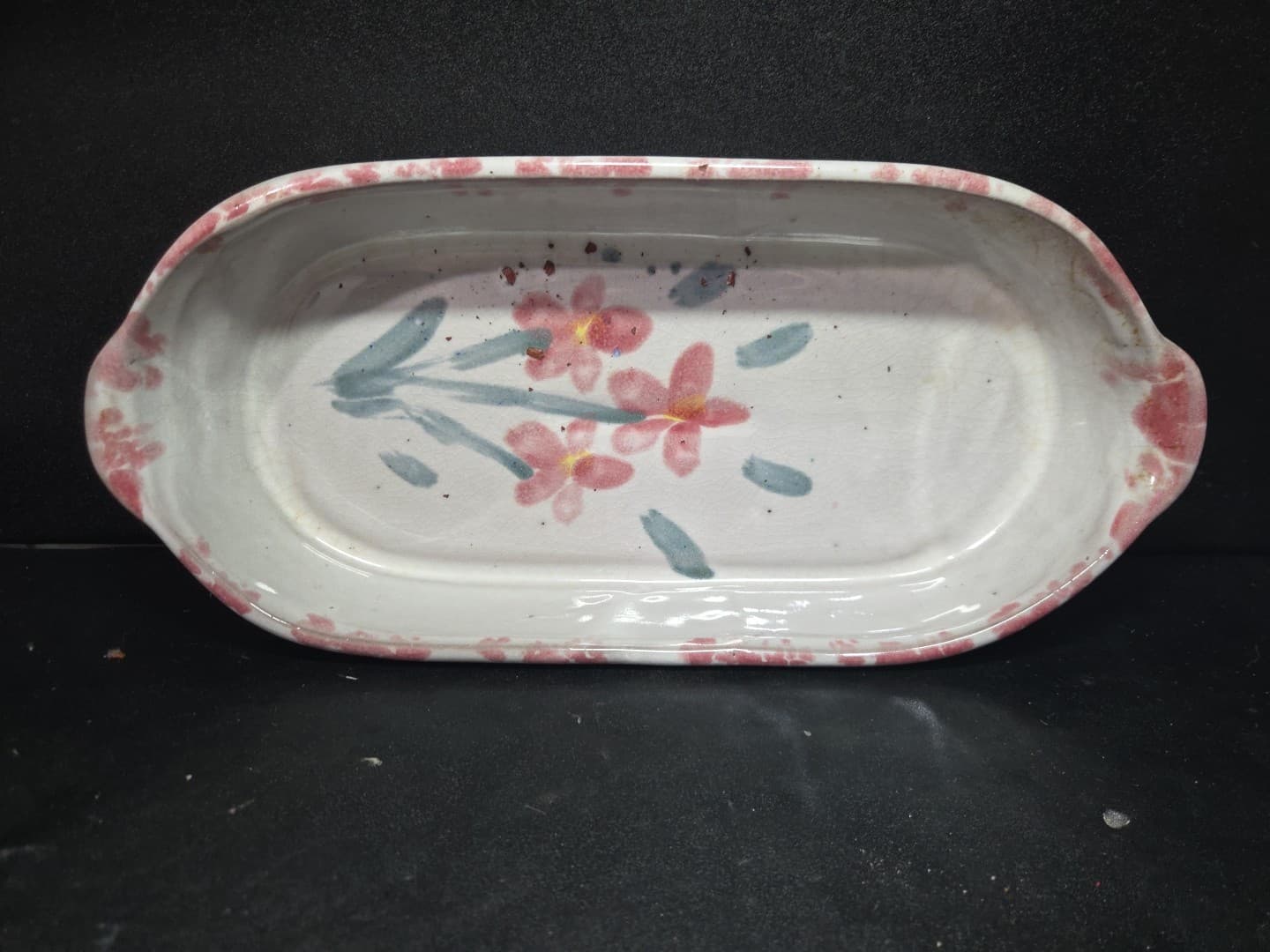 Studio Art Pottery Oval Baking & Serving Dish, Country Pink Floral, Stoneware