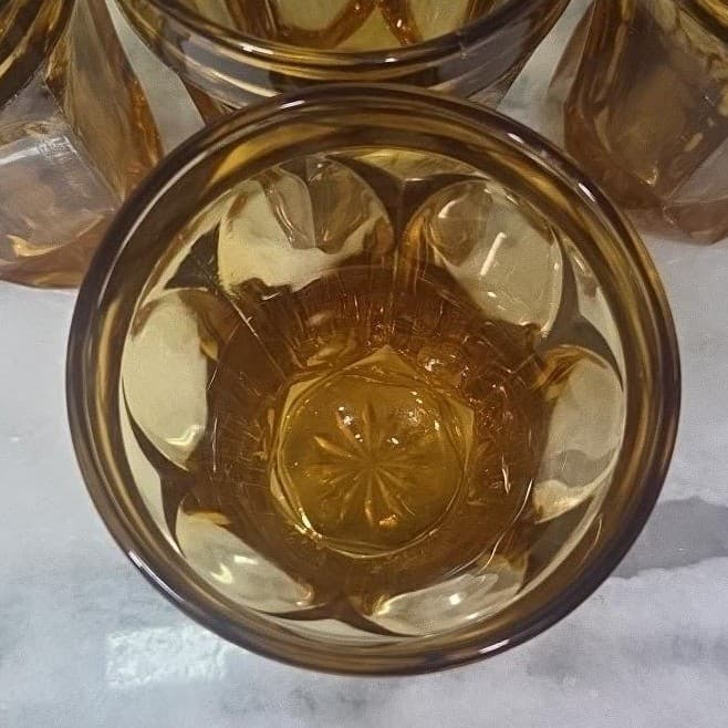 Anchor Hocking Amber Highball Glasses, Set of 4, Vintage Barware, Glass Tumblers - Thumbnail 7