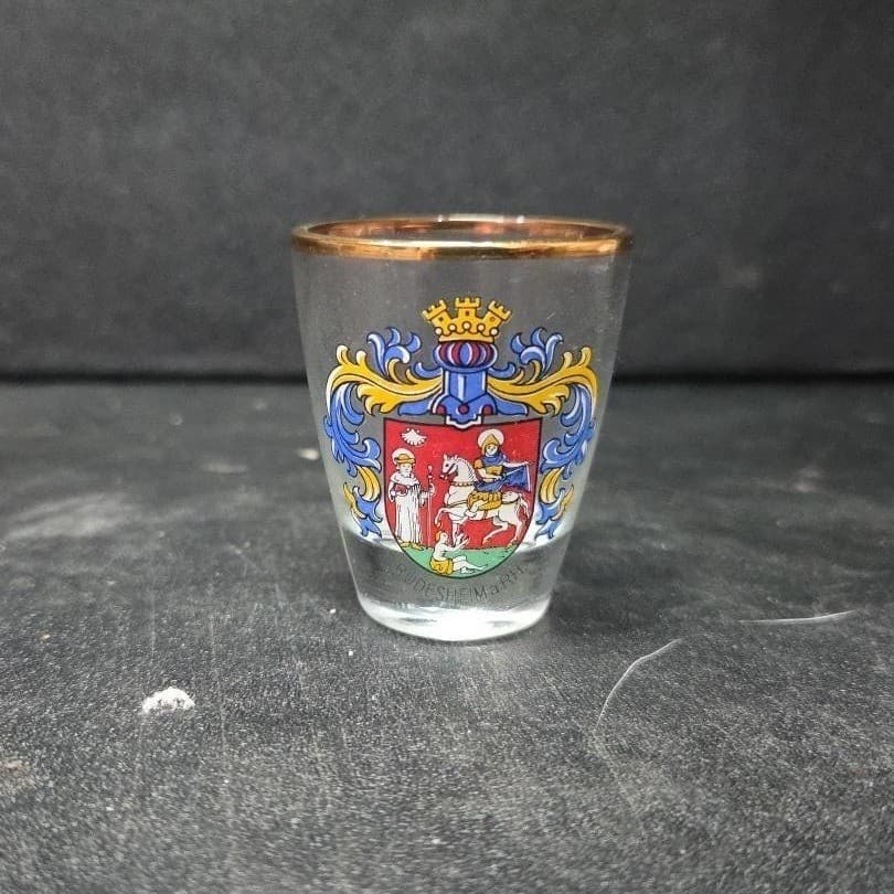 Germany Souvenir Rüdesheim am Rhein Shot Glass, Vtg Coat Of Arms Shield Design - Thumbnail 2