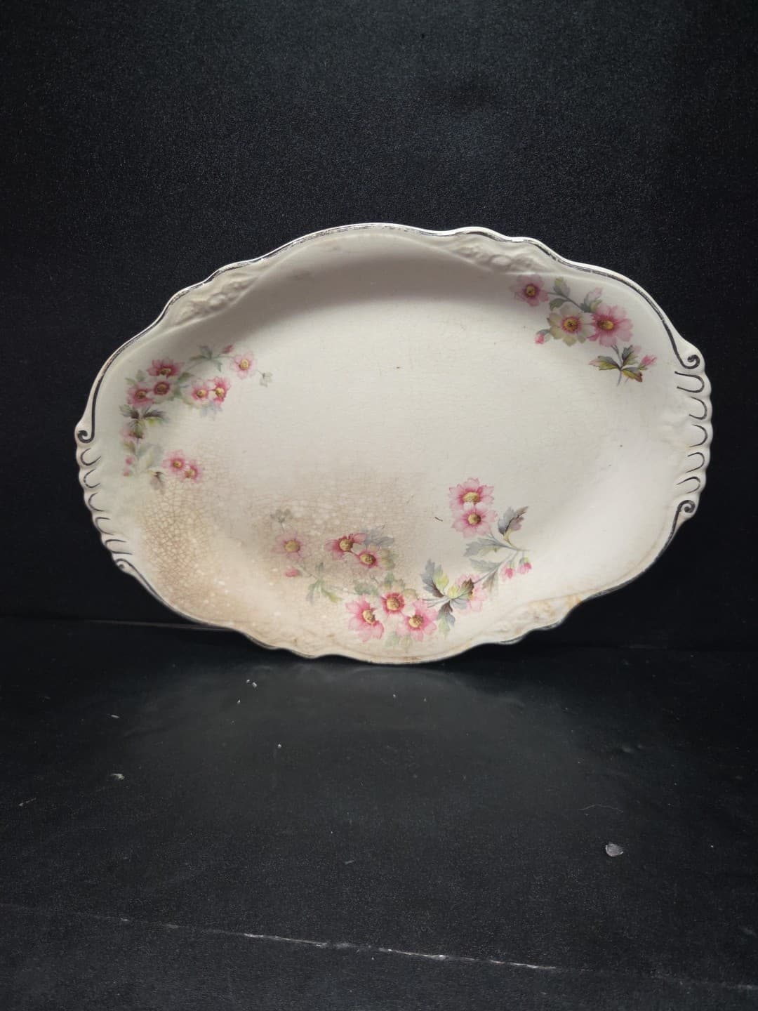 Virginia Rose Oval Platter C44N8, Vintage Floral Serving Plate, 11.5" Tableware