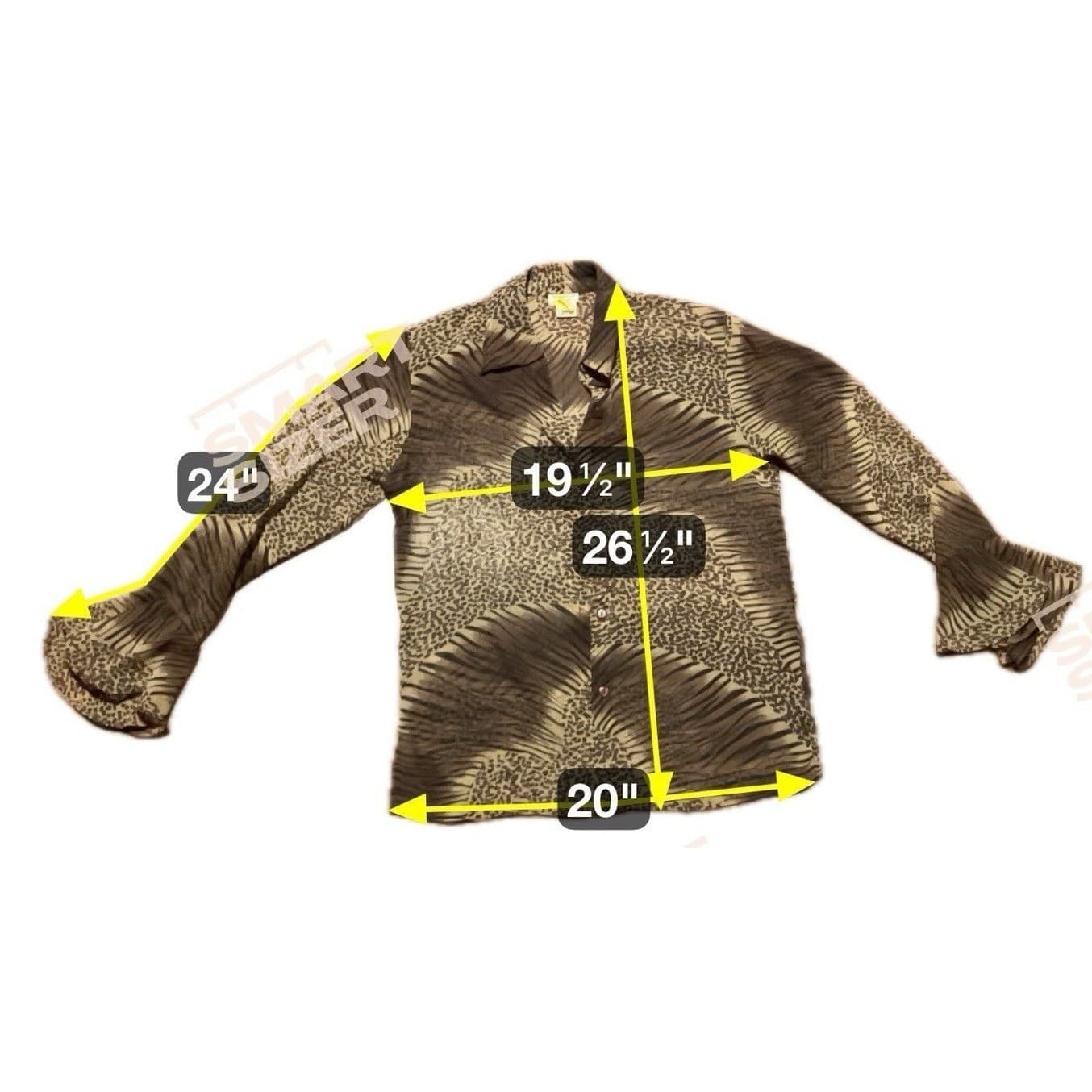 Beguize Mixed Brown Animal Print Bell Sleeve Blouse, Woman's Small Leopard Zebra - Thumbnail 2