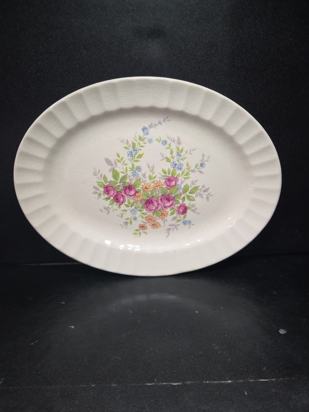 Edwin M. Knowles China Company Rose Floral Bouquet Oval Platter, Vrg Replacement