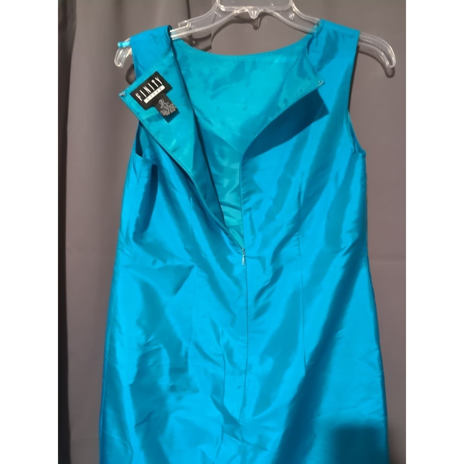 Finity Dress Turquoise 100% Silk 2 Piece Dress and Blazer Set, Woman's Size 8 - Thumbnail 9