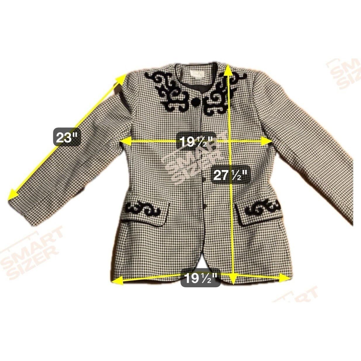 Emily Vintage Houndstooth Skirt Suit Set, Women's Size 6 Black White Velvet Trim - Thumbnail 2