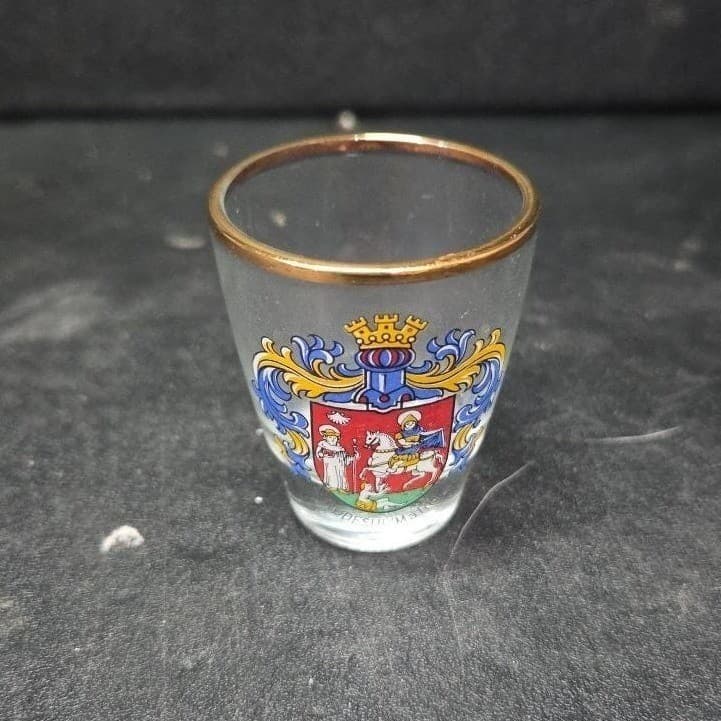 Germany Souvenir Rüdesheim am Rhein Shot Glass, Vtg Coat Of Arms Shield Design - Thumbnail 6