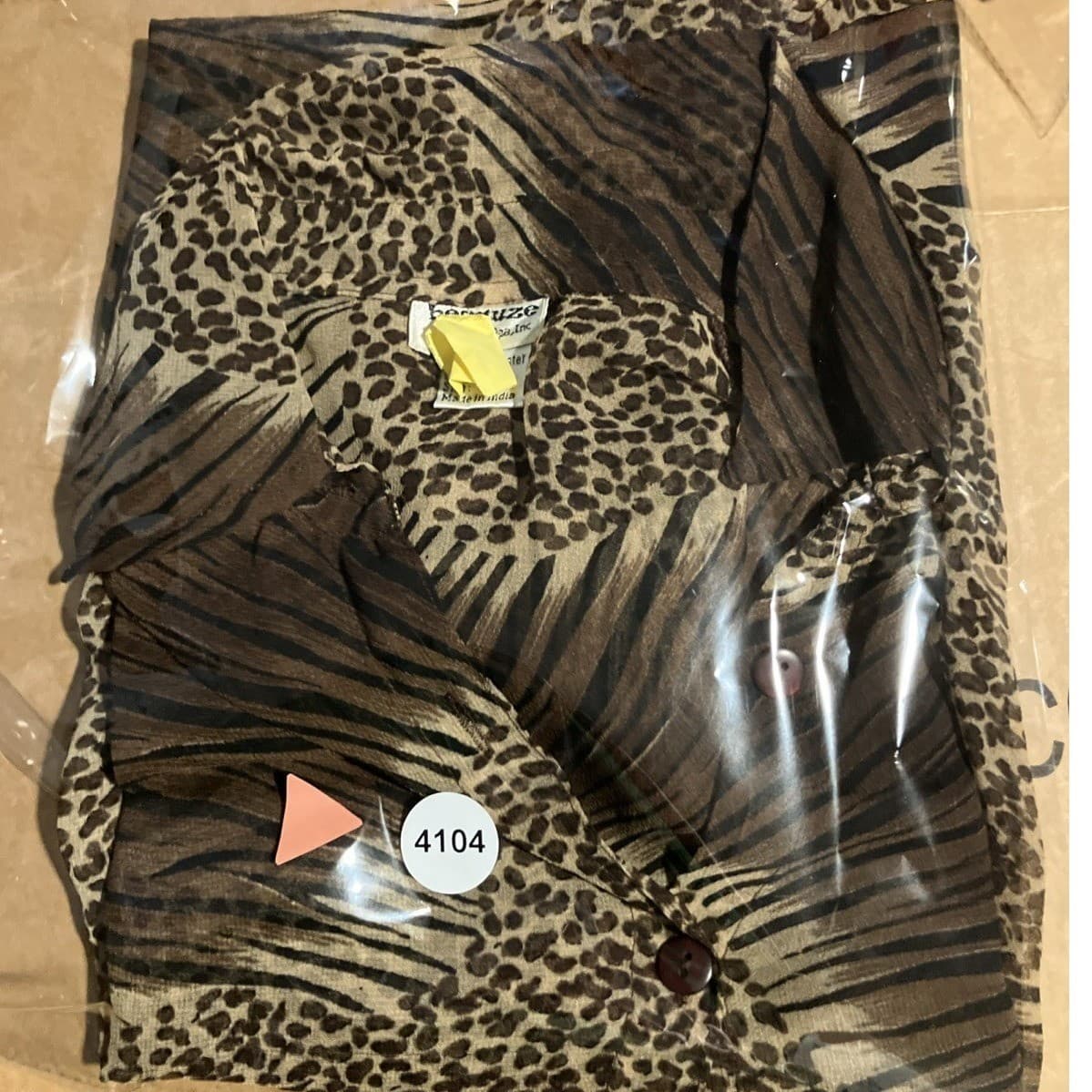 Beguize Mixed Brown Animal Print Bell Sleeve Blouse, Woman's Small Leopard Zebra - Thumbnail 8