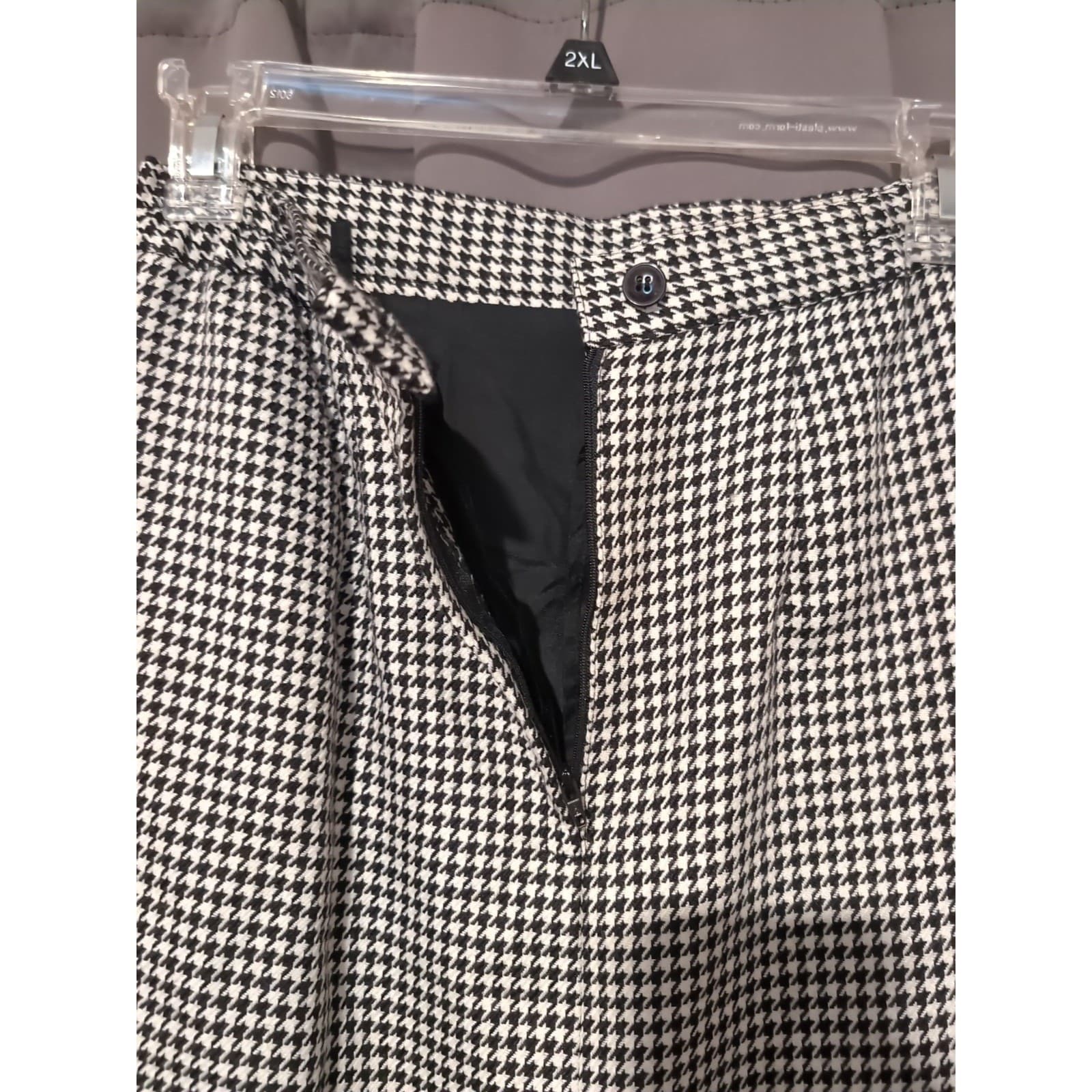 Emily Vintage Houndstooth Skirt Suit Set, Women's Size 6 Black White Velvet Trim - Thumbnail 12
