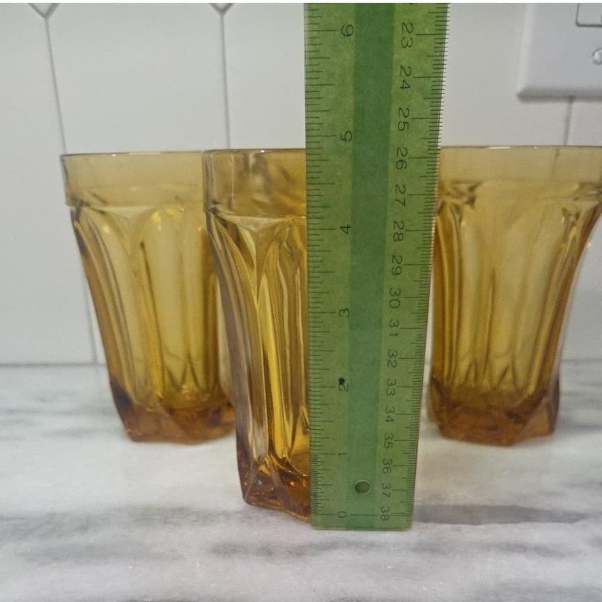 Anchor Hocking Amber Highball Glasses, Set of 4, Vintage Barware, Glass Tumblers - Thumbnail 9
