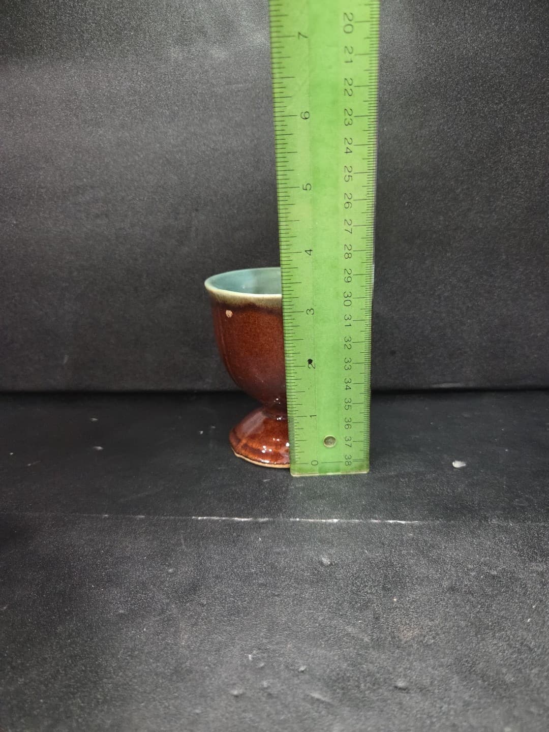 Country Fare Style Turquoise & Brown Glaze Egg Cup, Vintage Ceramic Goblet - Thumbnail 8