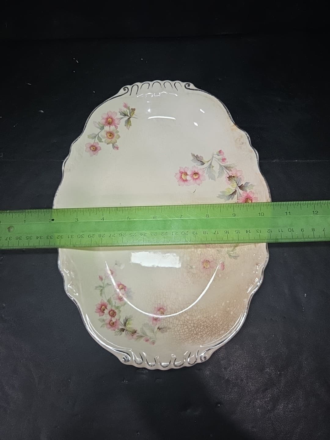 Virginia Rose Oval Platter C44N8, Vintage Floral Serving Plate, 11.5" Tableware - Thumbnail 4