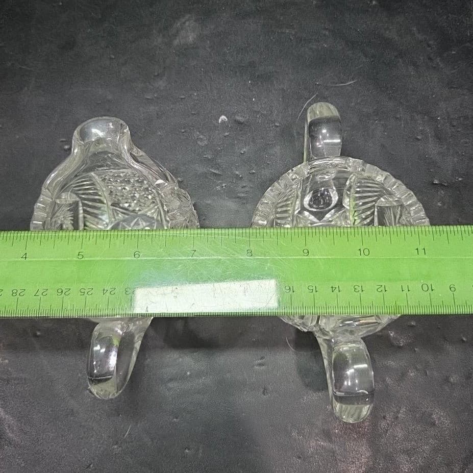 American Brilliant Cut Glass Sugar Bowl & Creamer #DH22, Pinwheel Hobstar Design - Thumbnail 9