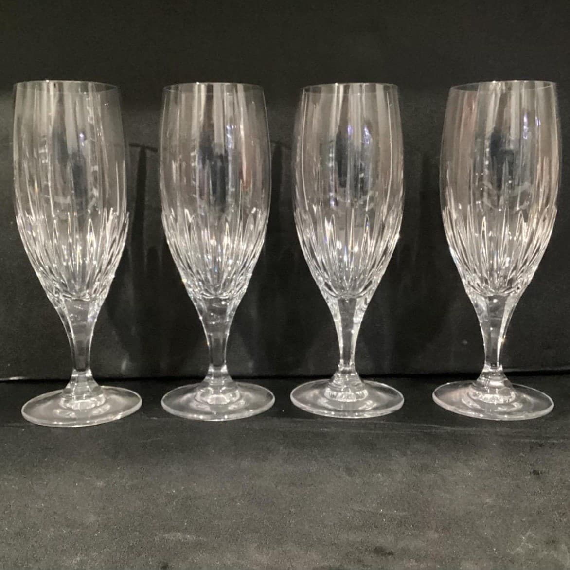 4 Mikasa ARCTIC LIGHTS Crystal 8.5" Iced Tea Glasses Vertical Cuts - Thumbnail 9