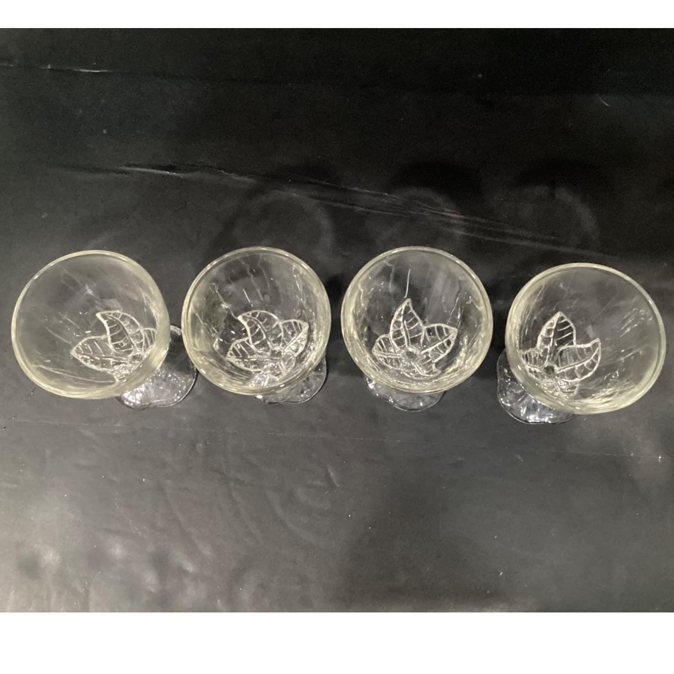 La Rochere France Footed Water Goblets Leaf Square Base Glasses Set of 4 - Thumbnail 5