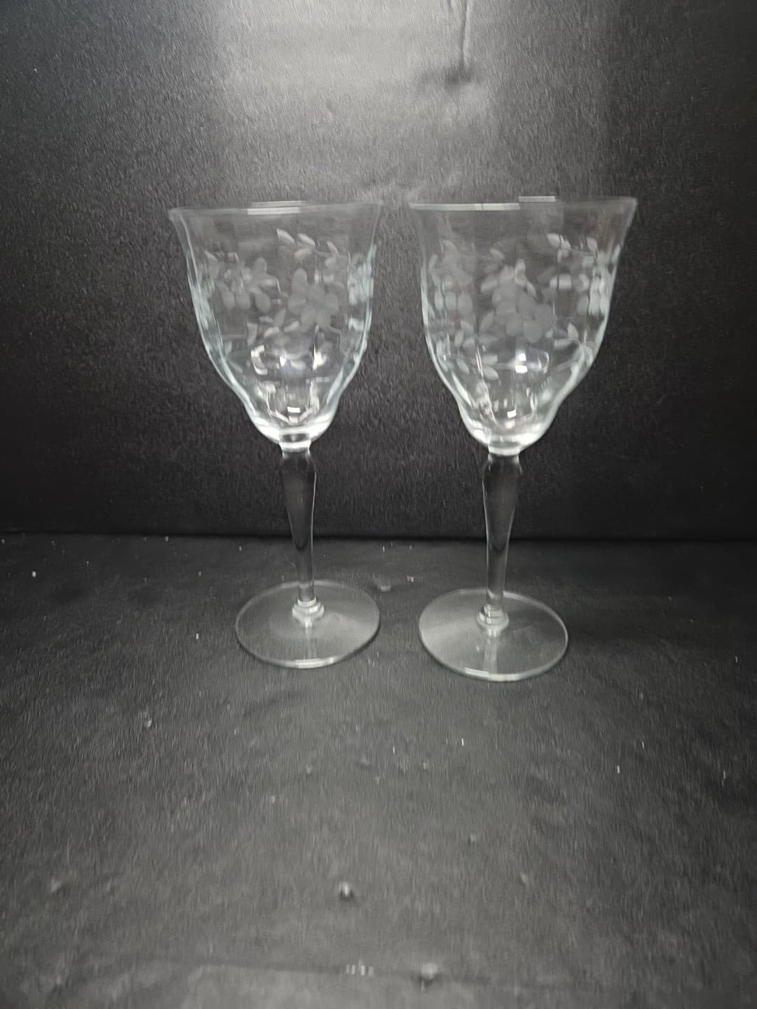 Weston Style Optic Crystal Water Goblets, Set Of 2, Floral Wine Glasses, Elegant - Thumbnail 4