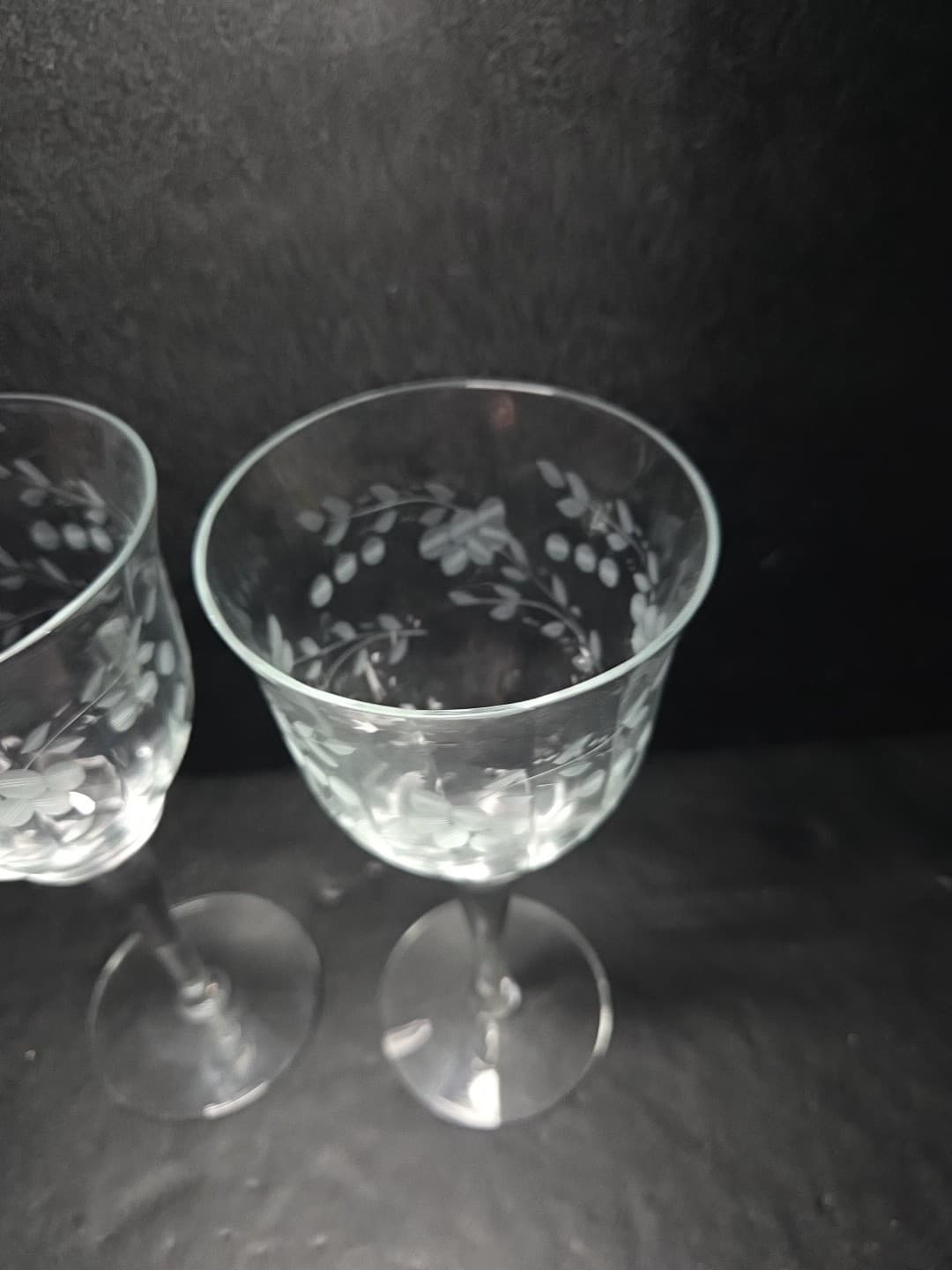 Weston Style Optic Crystal Water Goblets, Set Of 2, Floral Wine Glasses, Elegant - Thumbnail 5