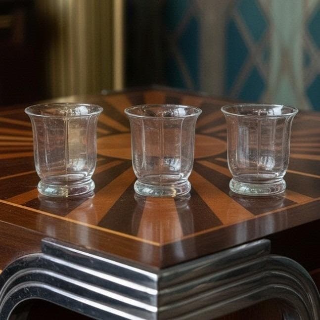 Set of 3 Paneled Clear Glass Votive Candle Holders