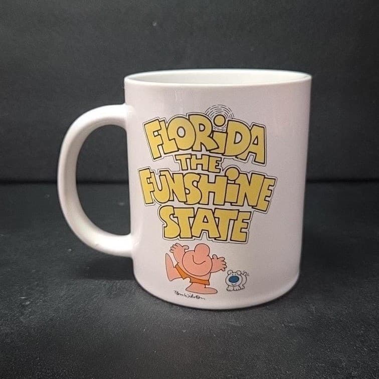 Ziggy Stoneware Coffee Cup, Florida Sunshine State Souvenir, Vintage Tom Wilson - Thumbnail 2