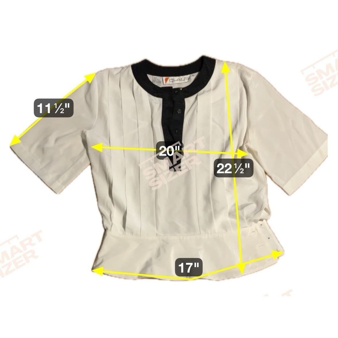 Chaus Cream Black Colorblock Pleated Blouse, Women's Size 10 Top, Short Sleeve - Thumbnail 2