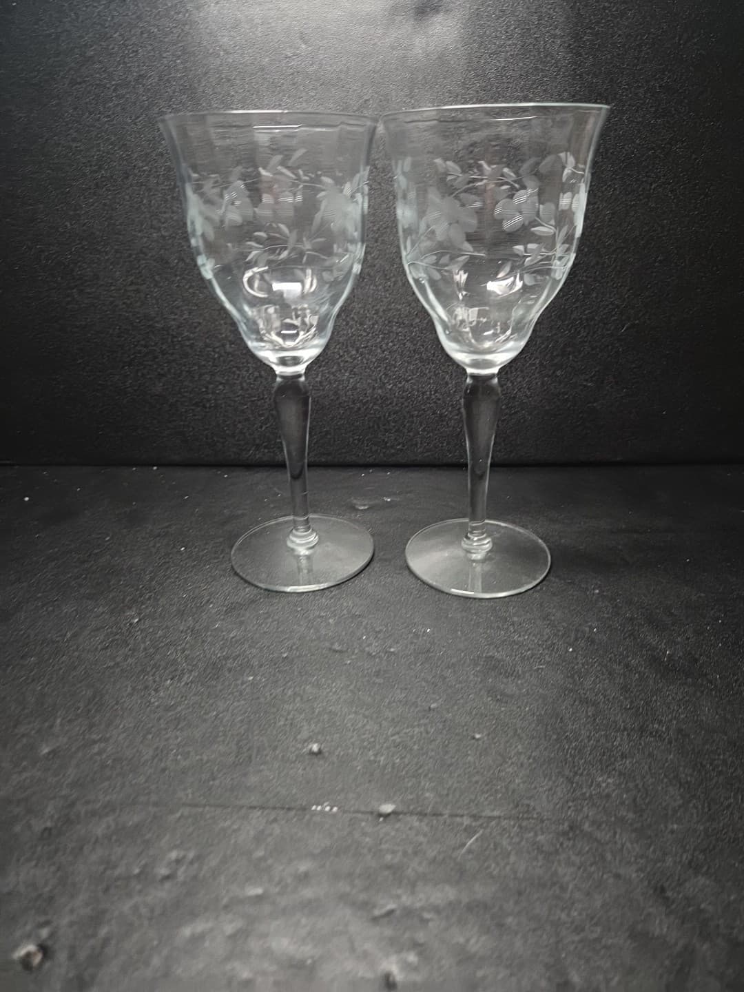 Weston Style Optic Crystal Water Goblets, Set Of 2, Floral Wine Glasses, Elegant - Thumbnail 2