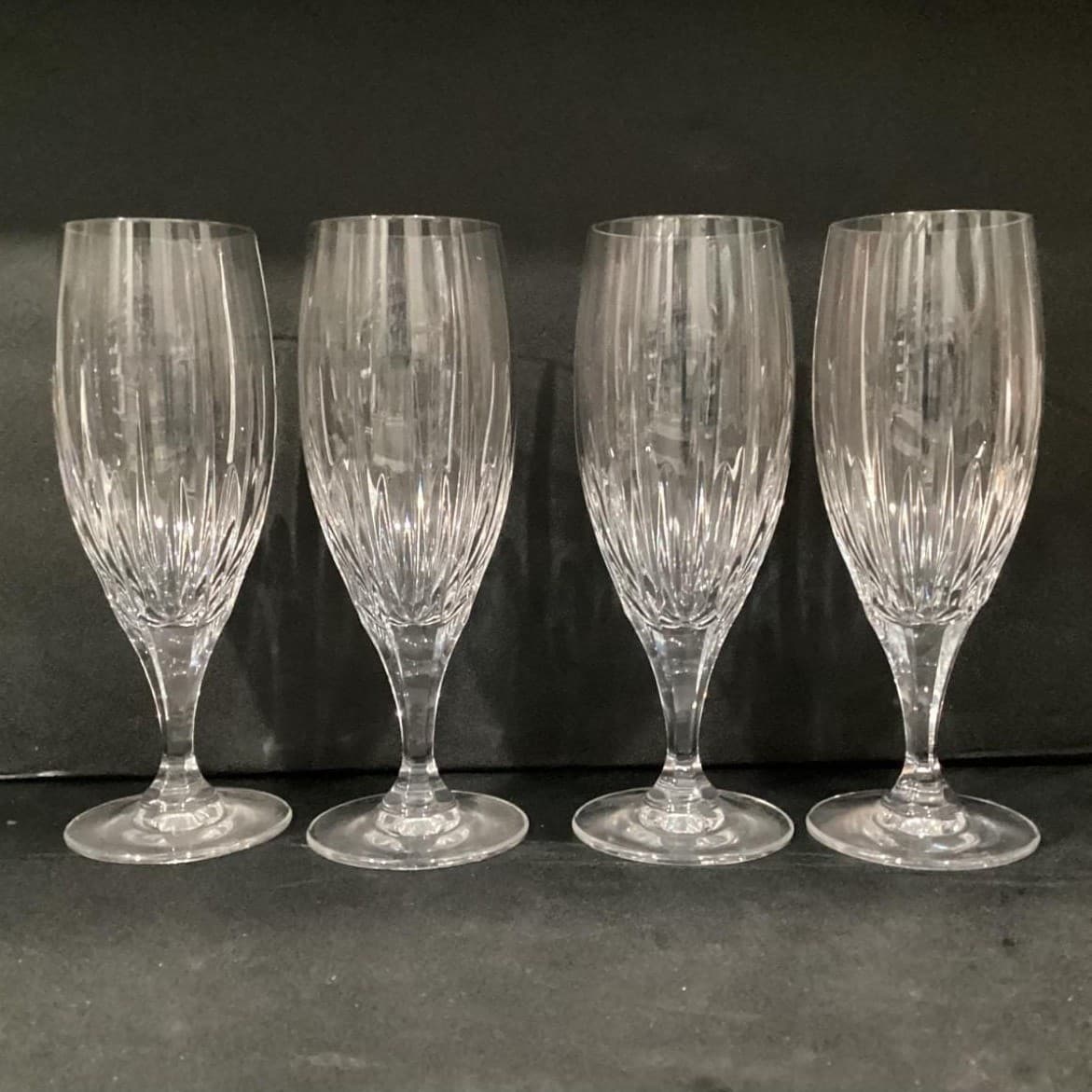 4 Mikasa ARCTIC LIGHTS Crystal 8.5" Iced Tea Glasses Vertical Cuts - Thumbnail 7