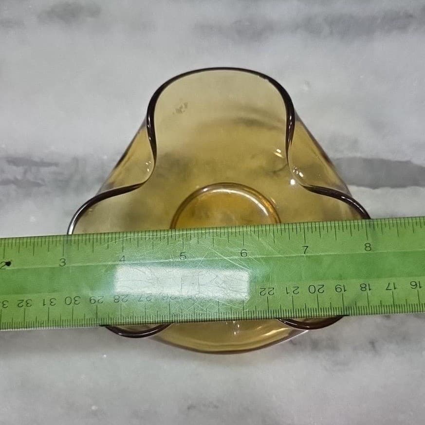 Anchor Hocking Harvest Gold Trinket Bowl, Vintage Amber Honey Dish, Wavy Edges - Thumbnail 8