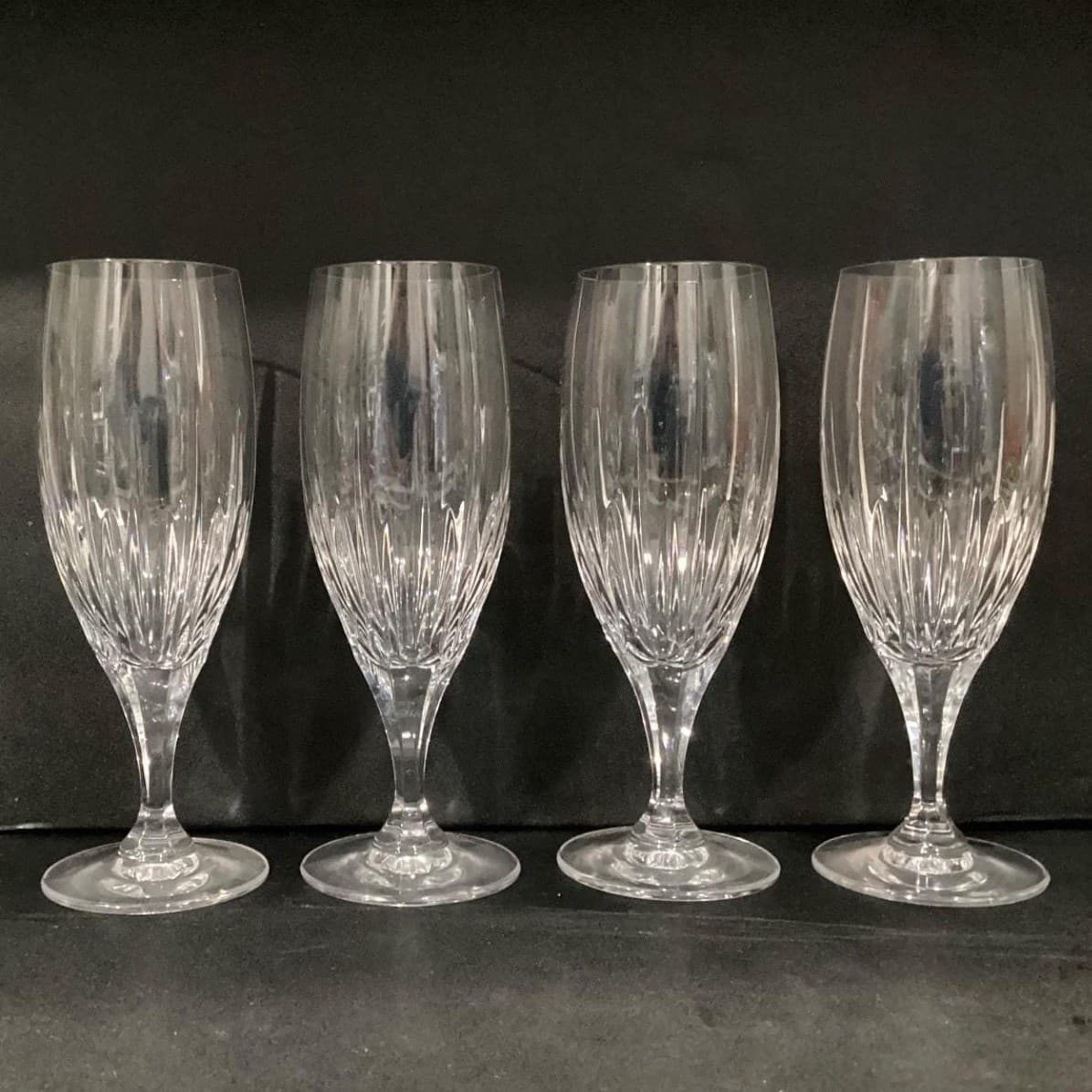 4 Mikasa ARCTIC LIGHTS Crystal 8.5" Iced Tea Glasses Vertical Cuts - Thumbnail 8