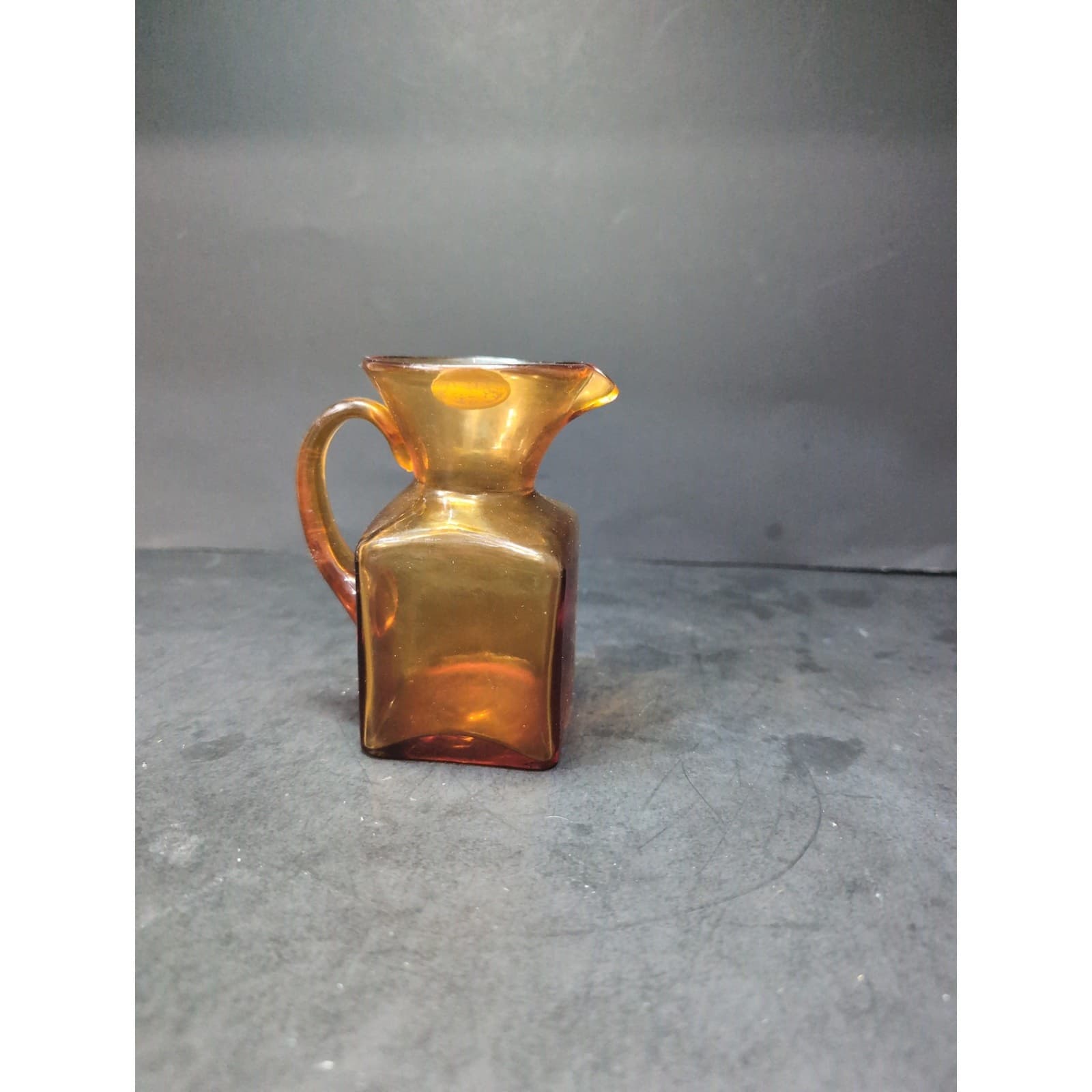 Pilgrim Handblown Glass Pitcher Amber, Vintage Amber Glassware, Table Decor - Thumbnail 3