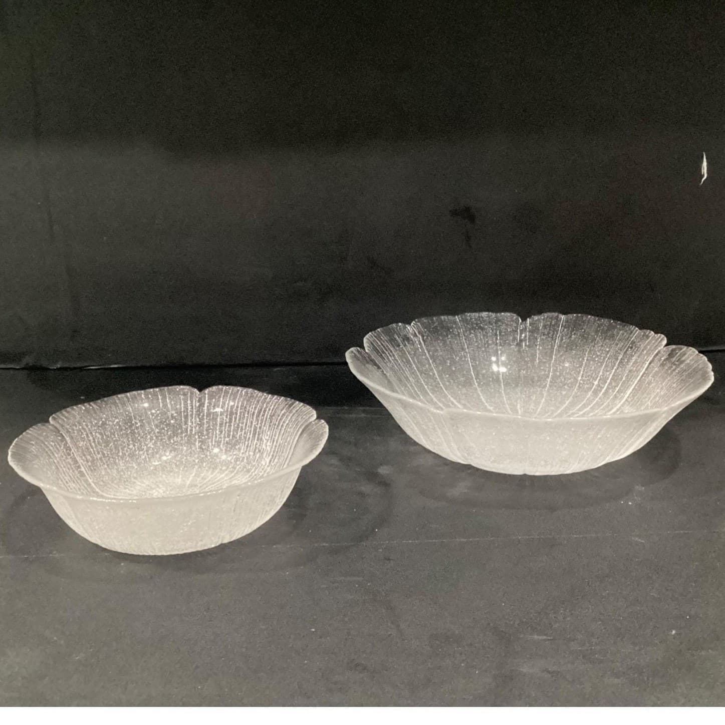 Mikasa Kurata Inspired Bowls Clear Bubble Glass Lotus Flower Ice Floral Set of 2 - Thumbnail 12