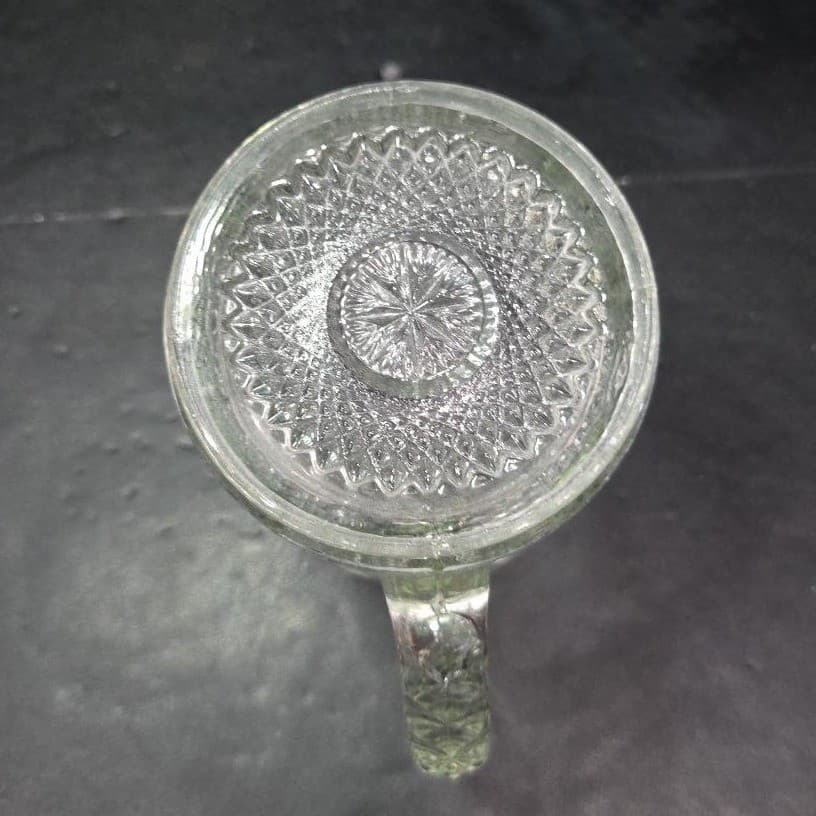 Imperial Glass Amelia Clear Pitcher, Vintage Jug, Pressed Star Medallion Pattern - Thumbnail 8