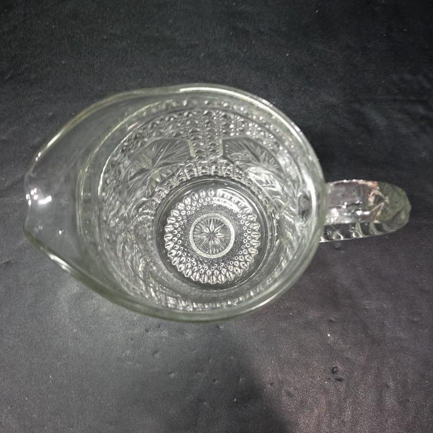 Imperial Glass Amelia Clear Pitcher, Vintage Jug, Pressed Star Medallion Pattern - Thumbnail 7