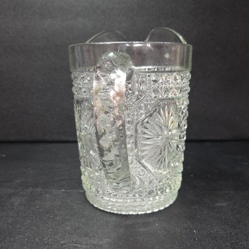 Imperial Glass Amelia Clear Pitcher, Vintage Jug, Pressed Star Medallion Pattern - Thumbnail 5