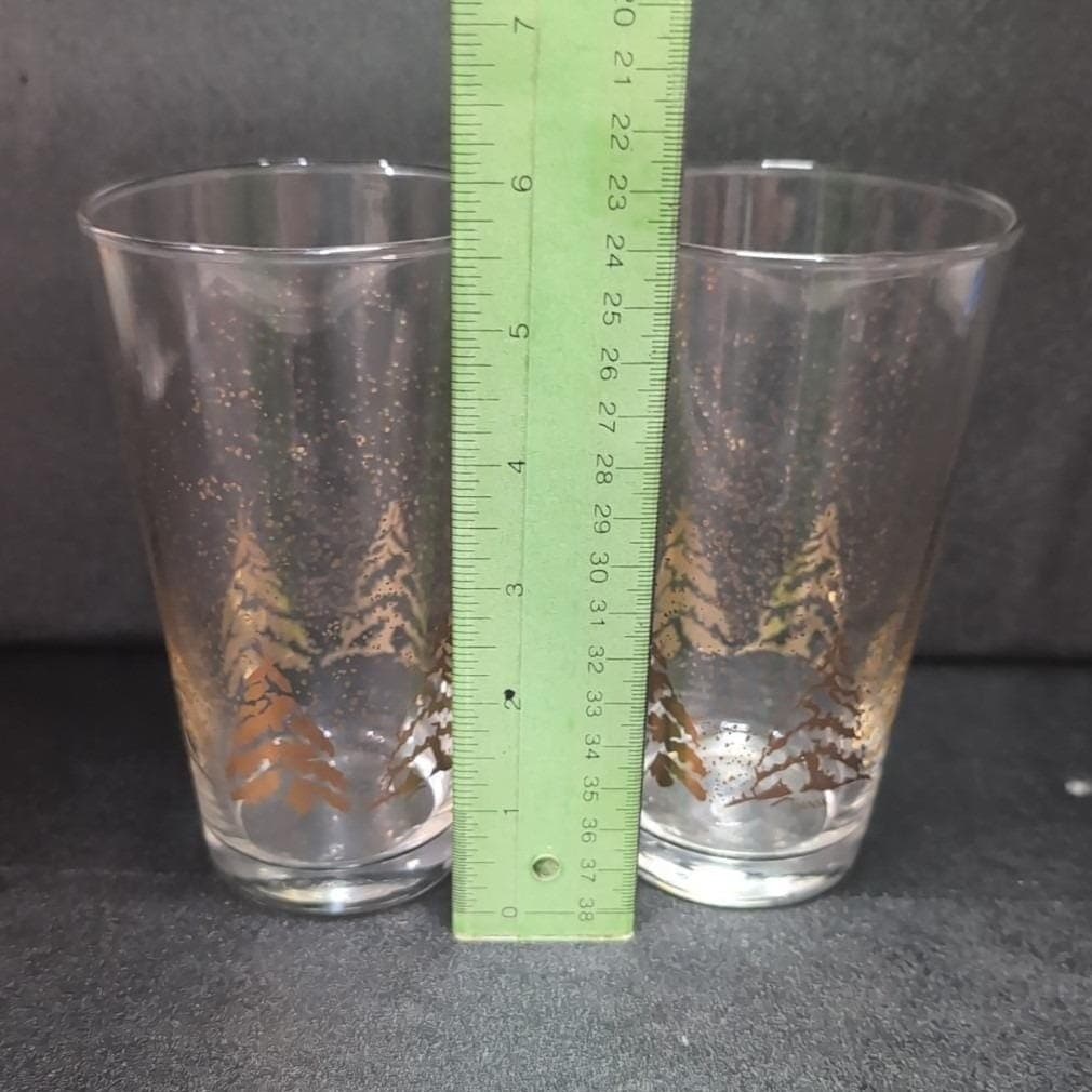 Dansk Golden Pines Highball Glasses, Set of 2, Vintage Tumblers, Drinkware - Thumbnail 9