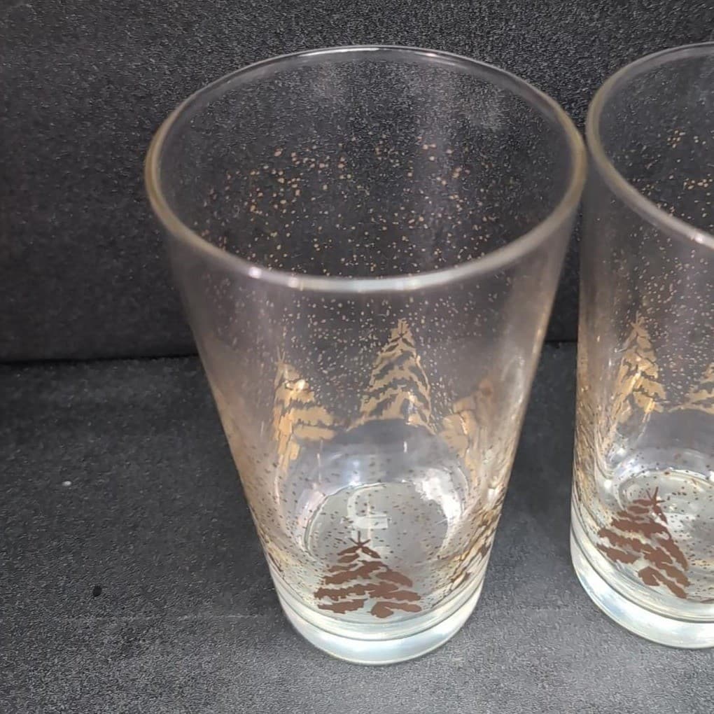 Dansk Golden Pines Highball Glasses, Set of 2, Vintage Tumblers, Drinkware - Thumbnail 7